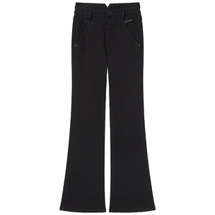 Miss Sixty2025秋季新款牛仔裤女高腰修身显瘦微喇叭裤小黑裤