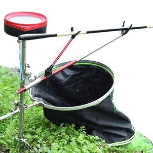 不锈钢三合一多功能野钓地插支架钓鱼支架炮台饵料盘拉饵盘地插架