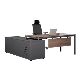 格诺瓦老板桌现代简约经理桌新款钢木主管桌单人办公桌书柜文件柜