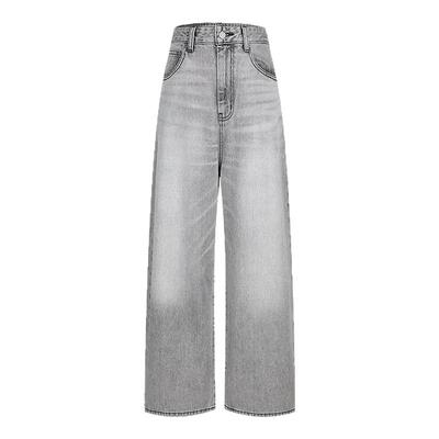 MOUSSY 春季新品磨白水洗抓纹宽松直筒裤牛仔裤028ISA11-1571