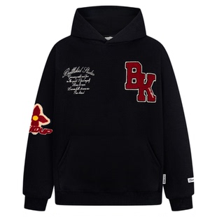 SREK 美式街头后背刺绣连帽卫衣秋季国潮百搭设计感宽松休闲上衣