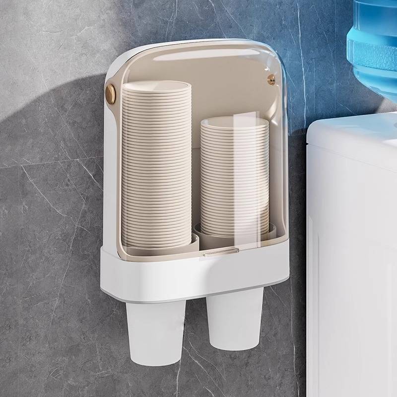 一次性杯子取杯器家用置物架打孔免架防尘纸杯杯子杯取收纳壁挂式