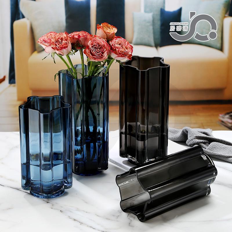 现代简约玻璃花瓶鲜花百合玫瑰水培富贵竹桌面摆件花器软装家居