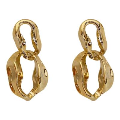 闪耀的她秦岚管文同款耳环金色复古欧美钛钢不掉色耳饰不规则链条