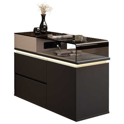 意式级简智能沙发边柜带热弯玻璃