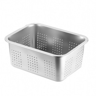 特厚304不锈钢漏盘长方形加深沥水盘滤油盘洗菜平底带盖冲孔方盘