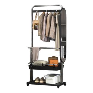 「安居乐业」不锈钢衣帽架落地卧室家用挂衣架一体穿衣镜衣服架子