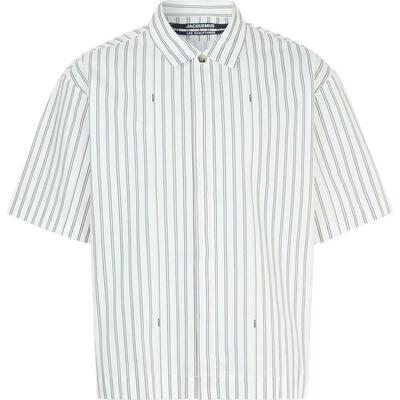 Jacquemus 春夏男宽松条纹棉质府绸短袖衬衫