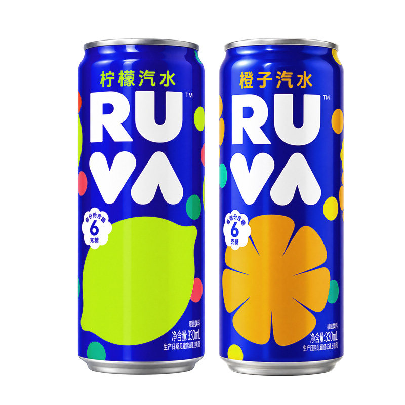 RUVA低糖橙子柠檬汽水0脂整箱