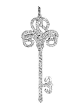 莫桑石镶嵌烟花钥匙项链