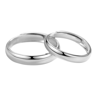 GUISU归素简约999纯银情侣戒指一对男女光面素圈定制对戒刻字礼物