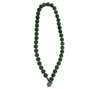 12mm259黑青玉籽料老型珠加长款项链 有原皮 朕®开仓