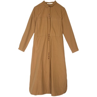 ZOLLE因为纯棉质感亲肤极简风显瘦长连衣裙女25秋冬新品