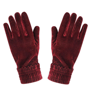 新款秋冬女士点点金丝绒手套单层保暖骑车手套表演春秋弹力手套女