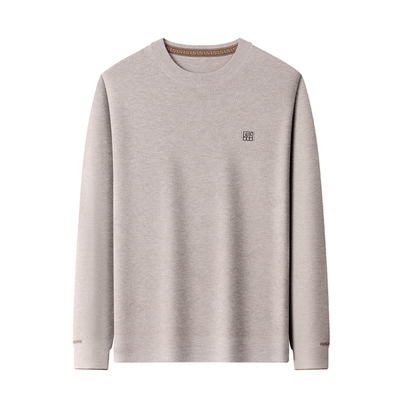 皮尔卡丹男士圆领针织薄款打底衫