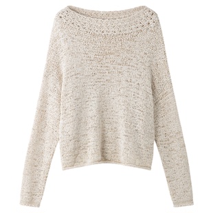 RUISHI芮时“疏影间奏”一字领手工钩花镂空长袖针织法式罩衫女春