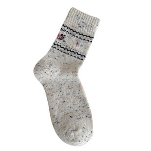 费尔岛羊毛袜子女加厚款保暖秋冬季中筒堆堆可爱复古个性居家长袜