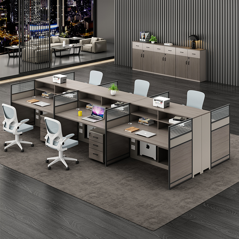 职员办公桌椅组合简约办公桌卡座4/6人位办公电脑桌现代屏风组合