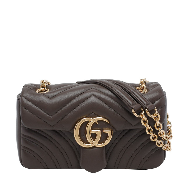 现货GUCCI 古驰女gg marmont小号棕色链条包26秋冬新款意大利代购