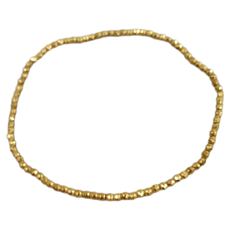 原创设计镭射迷你小金珠弹力手链女钛钢18K金不掉色精致简约叠戴