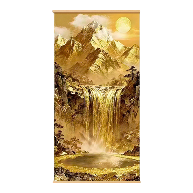 新中式金山聚宝盆玄关装饰画