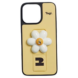 Tagi.怦怦小花皮革多色树脂花隐藏手提横竖折叠支架iPhone手机壳