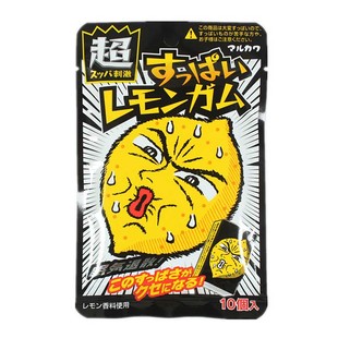 日本进口丸川超酸柠檬口香糖柠檬精marukawa爆酸泡泡糖酸到撅嘴