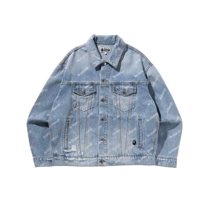 字母图案水洗牛仔外套BAPE
