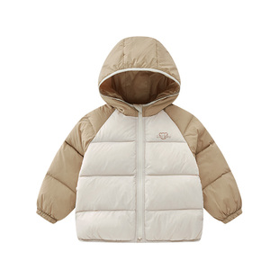 拉比儿童轻薄羽绒连帽外套保暖2025冬季新款长袖宝宝羽绒服外套