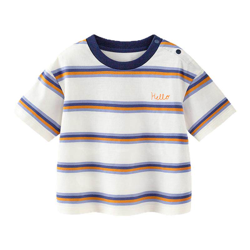 迷你巴拉巴拉男女童短袖T恤柔软透气条纹