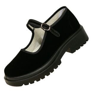 步锦轩正宗老北京布鞋女鞋坡跟工鞋单鞋酒店客房服务员保洁工作鞋