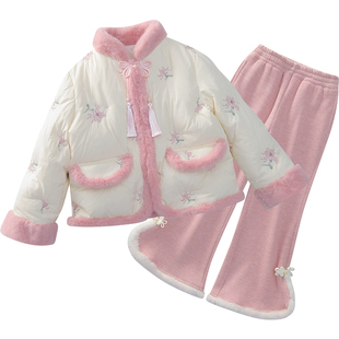 女童马面裙套装冬新款洋气儿童汉服套裙羽绒外套中国风拜年服