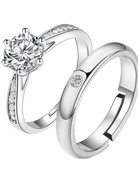 1克拉六爪活口情侣对戒