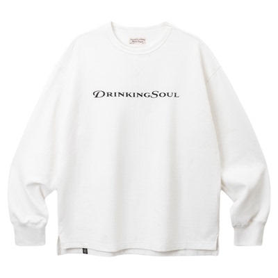 SUPERTOFU 复古做旧 手绘图案印花 软糯舒适 华夫格长袖T恤 AW25