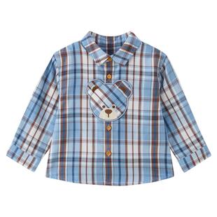 PawinPaw卡通小熊童装25年秋季新款男宝宝长袖格子衬衫舒适外套