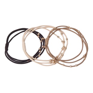 金色小珠发绳弹力发圈咖色橡皮筋扎头发头绳马尾头饰黑色细头绳女