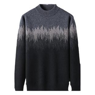 中老年男装爸爸装秋冬季高级感打底毛衣重磅加厚保暖半高领针织衫