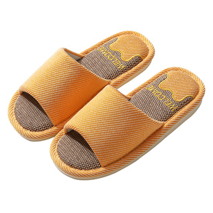 买1送1亚麻防臭拖鞋女室内家居情侣防滑家用招待客人棉麻布拖鞋男
