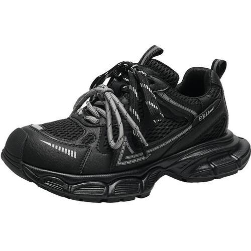 EBLAN/伊伴小怪兽厚底增高老爹鞋女2025秋冬新款加绒休闲运动鞋子