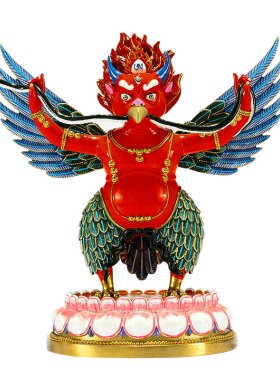 铜雕像大鹏金翅鸟矿物颜料彩绘