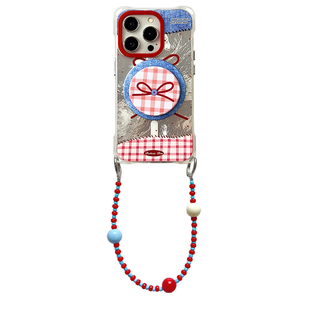 新款蝴蝶结磁吸支架手机壳带挂绳适用于苹果17PROMAX华为mate40PRO背带斜挎小米15ULTRA手提腕带iPhone15/16