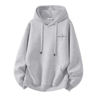 回力加绒卫衣男款冬季男生连帽外套一体绒时尚灰色青少年冬装衣服