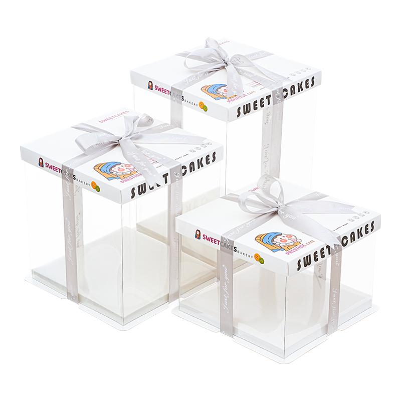 全透明生日蛋糕盒子包装盒小4四5五6六8八10十12寸网红单双层加高