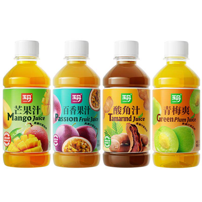 玉丹鲜榨果汁芒果汁300ml饮品青梅汁12瓶酸角汁整件百香果汁解腻
