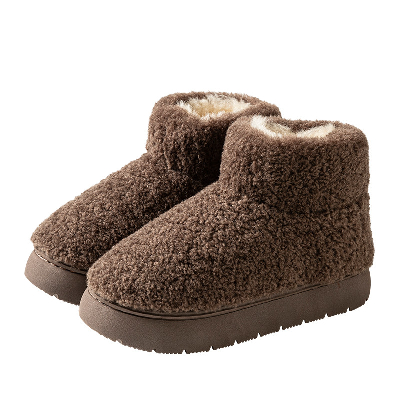 高帮棉拖鞋男冬季外穿保暖羊绒羔棉鞋情侣休闲厚底防滑加绒雪地靴