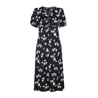 婉甸2025夏季新品黑白暗影飞花短袖连衣裙1242N40YT3