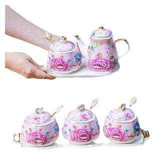 欧式陶瓷调味罐带盖高颜值家用辣椒盐酱油瓶醋壶厨房调料套装组合