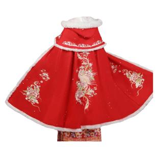 冬季白色红色披风长款加厚加绒保暖明制披肩瑕疵清仓不售后