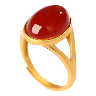 宫里上新红宝石戒指女纯银红玛瑙红色高级旺财指环生日本命年礼物