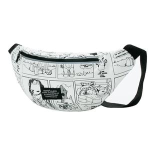 乘减猫漫画腰包挎包胸包多用帆布大容量原创设计多内袋夹层拉链